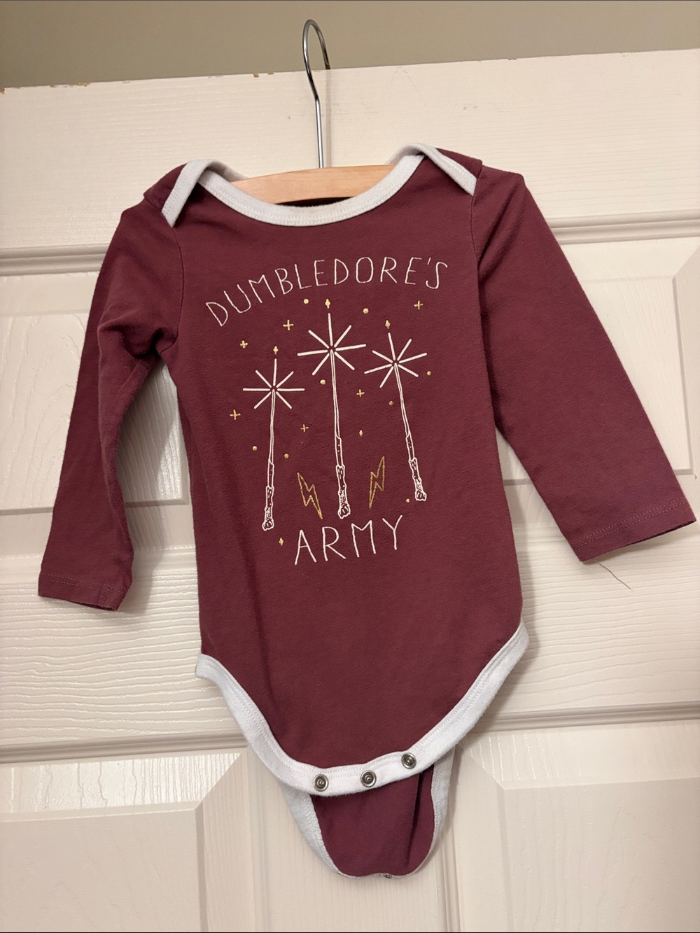 Dumbledore's Army Maroon Long-Sleeve Baby One-Piece Bodysuit